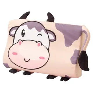 champracer Schlummerkids Kissen Original,Kinderkissen für Besserenund Gesünderen, Calmly Ergonomisch, Kawaii Tiere Kissen, Atmungsaktiv und Hautfreundlich (Mit Kopfkissenbezug) (Kuh,50 * 30 cm)