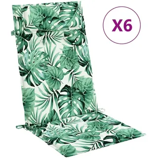 Hochlehner-Auflagen 6 Stk. Blattmuster Oxford-Gewebe - Grün, Bunt