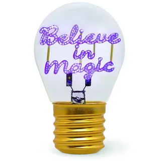 LEGAMI - Glühbirnenförmige Tischlampe, wiederaufladbar mit USB Kabel, kabellos, Glühbirnen Fiktion, Believe in Magic Thema, 6,8 x 10,3 cm