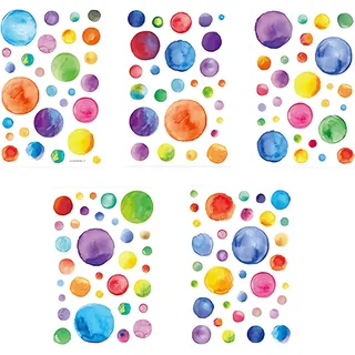 148 Stück Bunt Wandtattoo Kinderzimmer,Babyzimmer Wanddeko,DIY Selbstklebend Kreise Pastell Stickers Babyzimmer Wanddeko,Wandaufkleber Kinderzimmer Mädchen & Jungen