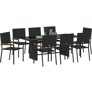 vidaXL Garten Essgruppe 9 stk. Schwarz Poly-Rattan - Schwarz