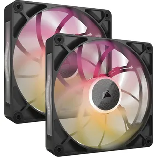 Corsair iCUE LINK RX140 MAX RGB 140mm PWM Dicker Lüfters mit iCUE LINK System Hub – Hochstatischer Druck – Magnetisches Kuppellager – Doppelpack – Schwarz