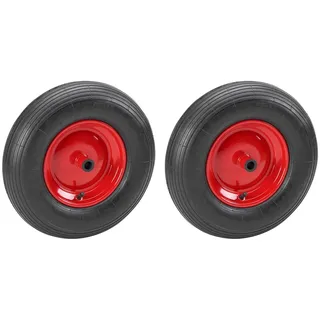 Metafranc Luftrad Ø 400 mm - Stahl-Felge - Typ 4.80/4.00-8 - 250 kg Tragkraft - Gleitlager/Komplettrad mit Felge/Schubkarrenrad/Schubkarrenreifen/Ersatzrad / 810150 (Packung mit 2)