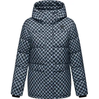 Ragwear Steppjacke "Steppjacke Wikesh Print" mit Kapuze Wasserdichte Damen Winterjacke mit Hahnentritt-Muster, cloud