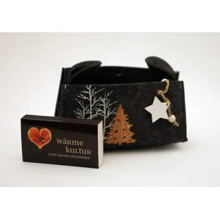 Graue Filz-Tasche "Tannenbaum" 18x13x11cm Geschenktasche Weihnachten