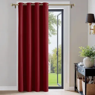 PONY DANCE Verdunkelungsvorhang mit Ösen 1 Stück H 220 x B 140 cm Abdunkelnde Vorhänge Tür Thermovorhang Hitzeschutz Weihnachts Gardinen Kinderzimmer Mädchen, Rot