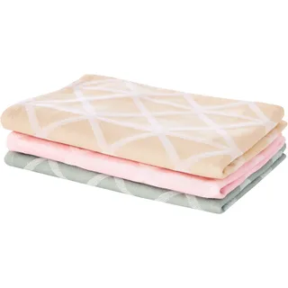 OTTO home "Brea", 100 % Baumwolle, 3er-Set, 50 × 65 cm, attraktives Design, pink, sand, grün),
