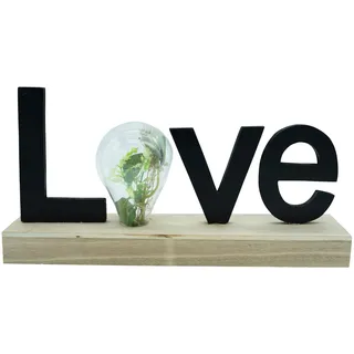 HEITMANN DECO LED Holz-Aufsteller Love - schwarz/Natur - ca. 31cm