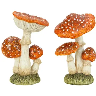 Geschenkestadl 2 Stück Pilz Figuren stehend 20,5cm/21cm Dekofigur Fliegenpilze Herbstdekoration Natur Dekoration Deko