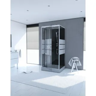 Aurlane Komplettdusche mit Drehtür 90 x 225 cm grau/Sicherheitsglas