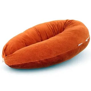 HOBEA-Germany Stillkissen 190 cm x 76 cm XXL Lagerungskissen Schwangerschaftskissen für Baby und Erwachsene Seitenschläferkissen Stillkissen mit Bezug aus Bio Baumwolle, Cord Rostorange