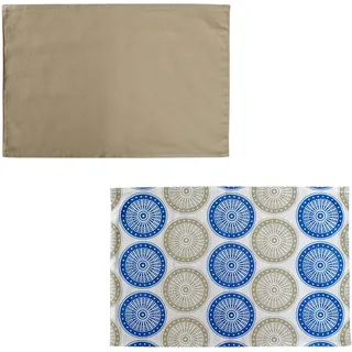 EVVIVA COMPANY SRL Provence Tischsets aus Baumwolle, 33 x 48 cm, Weiß, Blau, maschinenwaschbar, ideal zum Schutz Ihres Tisches und zur Dekoration des Tisches mit Stil und Eleganz