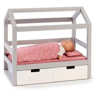 Musterkind Puppenbett »Puppen-Hausbett Viola, grau/weiß« aus Holz, rosa
