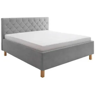 Meise Möbel meise.möbel Polsterbett San Remo 180 x 200 cm Stoff Grau Hellgrau