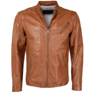 Bikerjacke JCC "Lederjacke 3102123", Herren, Gr. XL, braun (cognac), Obermaterial: 100% Lammnappaleder LANA. Futter: 100% Baumwolle CO., Jacken Bikerjacke
