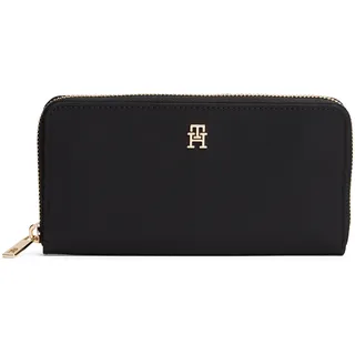 Geldbörse TOMMY HILFIGER "TH ICON LRG ZA NYLON", Damen, schwarz, Nylon, Kleinlederwaren Geldbörse, Geldbeutel, Portemonnaie mit TH-Logoemblem