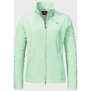 Fleecejacke SCHÖFFEL "Fleece Jacket Leona3", Damen, Gr. 38, grün (6205, grün), Oberstoff: 100% Polyester, regular fit, hoch geschlossener Ausschnitt, Jacken Fleecejacke