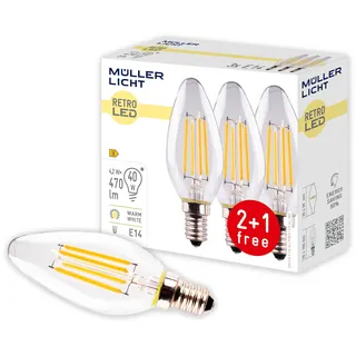 Müller-Licht LED-Kerze 4W E14 3er Pack (400291)