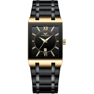 Watch Für Herren, Rechteckig Herrenuhren 3ATM Wasserdicht Eckige Analoge Quarz Uhren Multifunktional Kalender Leuchtzeiger Uhr mit Edelstahlarmband