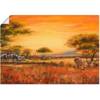 Artland Wandbild »Afrikanische Steppe mit Löwen«, Afrika, (1 St.), als Alubild, Outdoorbild, Leinwandbild, Poster, Wandaufkleber, braun