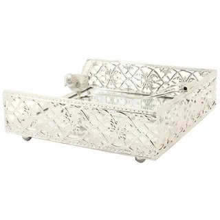 Ambia Home Serviettenhalter , Silberfarben , Metall, Glas , 19x7x19 cm , Geschirr, Tischkultur & Serviergeschirr, Servietten