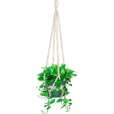 Makramee-Pflanzenhänger für den Innenbereich, zum Aufhängen, Pflanzkorb, Blumentopfhalter, Baumwollseil mit Perlen, ohne Quasten, 109,2 cm