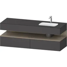 Duravit Qatego Einbauwaschtisch mit Konsolenwaschtischunterbau, 1600x550x600mm, Nische Eiche Terra, Becken rechts, QA4796035, Farbe: Graphit Matt/mit Nischenbeleuchtung