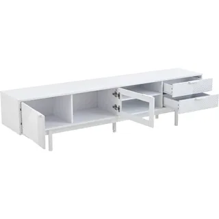 Merax TV Lowboard 200x40x50 cm 2 Türen 2 Schubladen Für 80 Zoll TV Weiß