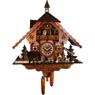 Engstler - 4481/50_QMT - Kuckucksuhr - Quarz - Nussbaum - mit Musik mit Tanzpaar - 35 cm - Braun