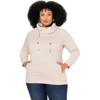 Ulla Popken Damen große Größen Übergrößen Plus Size Sweatshirt, weiter Stehkragen, Taschen, Raglan-Langarm