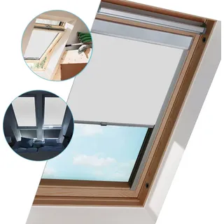 Yakimz Verdunkelungsrollo Dachfensterrollo Dachfenster Sonnenschutz 100% Verdunkelung Thermorollo Fenstersysteme Dachfenster F06 für Velux - Grau
