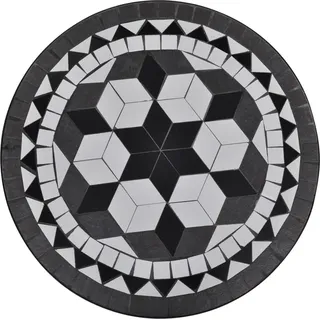 vidaXL Bistrotisch Schwarz und Weiß 60 cm Mosaik - Schwarz