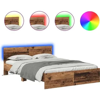 vidaXL Bettgestell mit Kopfteil Altholz 140 x 190 cm Holzwerkstoff