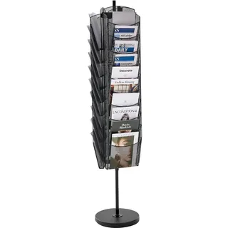 Vevor drehbarer Prospektständer Zeitschriftenständer mit 30 Fächern, Literaturständer Kataloghalter aus Metall, Buchständer Bodenaufsteller Zeitungskataloghalter für Büroshows, Ausstellung