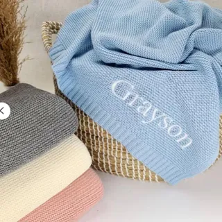 Babydecke Gestickter Name Kinderwagen Decke Baby Geschenk Neugeborenes Geschenk Personalisierte Weiche Atmungsaktive Baumwolle Gestrickte Decke (Embroidered Name)