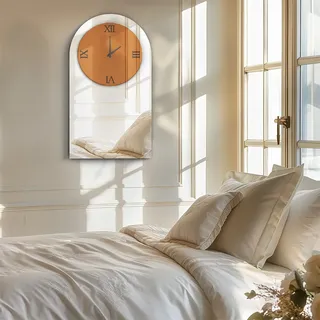 WISFOR Wanduhr mit Spiegel, Wanddeko Wanddekoration mit Uhr ohne tickgeräusche, hohe Genauigkeit für Büro,Wohnzimmer, Küche, 50 x 90 cm