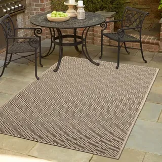 Robuster In- und Outdoorteppich mit Rautenmuster beige/schwarz Größe - 140 x 200 cm - Beige