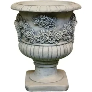 ROSEN AMPHORE SKULPTUR STEINGUSS für GARTEN NEU FROSTFEST BLUMENSCHALE PO-410