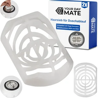 Haarsieb für Duschablauf, 2 Stück, in Weiß, kompatibel mit Viega Domoplex 6928 und 6929, Ersatz Tauchrohr Haarfänger Dusche für Ø 52 mm Domo plex Ablaufgarnitur, Haarfilter Siebeinsatz Duschabfluss