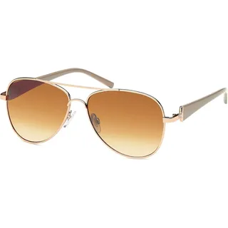styleBREAKER Damen Sonnenbrille Pilotenbrille mit Strass | Edle Fliegerbrille Tropfenform UV400 | Metall Gestell mit Verlaufstönung | Inkl. Etui & Tuch - Gold, Braun
