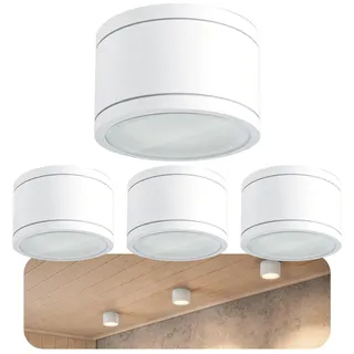 SSC-LUXon 4x CELI-WX Aufbauspot flach IP44 für Bad & Außen - Fassung für 1x GX53 - Aufbaustrahler Terrassenlampe weiß rund (ohne Leuchtmittel)