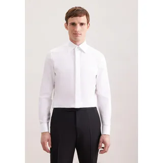 Smokinghemd SEIDENSTICKER, Herren, Gr. S (38), normale Ärmellängen, weiß, 100% Baumwolle, unifarben, slim fit, Doppelmanschette, Hemden Smokinghemd, Gala Uni