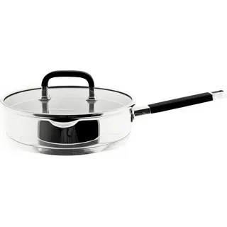 Hochwertige Bratpfanne aus Edelstahl mit Deckel Pfanne in Silber mit Schnaupe 26 cm