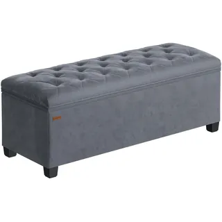 Songmics Sitzhocker mit Stauraum, Sitzbank mit Beinen, 40 x 110 x 40 cm Fußbank, Aufbewahrungsbox, bis 300 kg belastbar, für Wohnzimmer Schlafzimmer Flur, schiefergrau LSF089G01