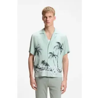 BOSS für Herren. 50559632 Hemd Regular fit mit türkisem Aufdruck (XXL), Lässig, Viskose, Kurzarm