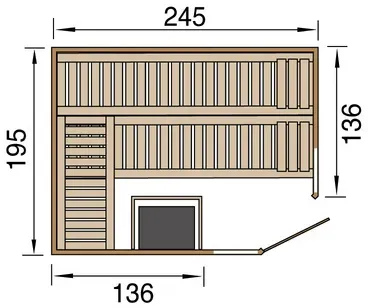 Bild von Kemi 2,45 x 1,95 x 1,99 m inkl. 7,5 kW Saunaofen