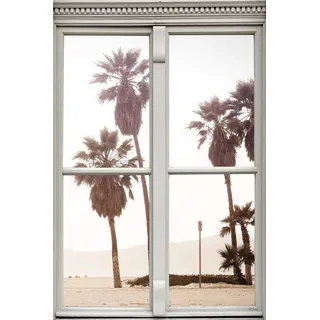 queence Wandsticker »Palmen« Wandsticker, Wandbild, selbstklebend, 3D, Fenster, beige
