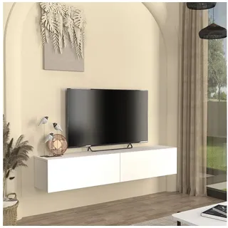 [en.casa] TV Möbel, TV-Lowboard hängend Nolven 160x32x30 cm Weiß