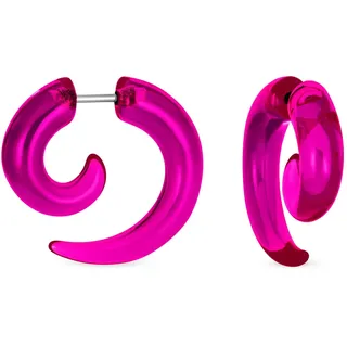 Unisex Schwarz Weiß Transparent Neon Orange Rot Pink Blau Grün Lila Große Runde Wirbel Spirale Tribal Fake Faux Ohrstecker Dehner Ohrringe Acrylharz Chirurgenstahl 6 Teiliges Set Frauen Männer