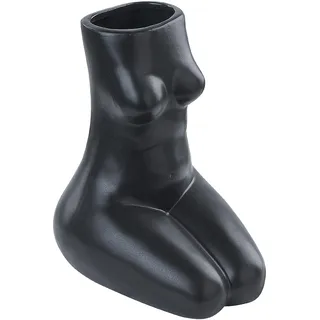 Beliani Blumenvase PYRGOS Keramik 22 cm Schwarz